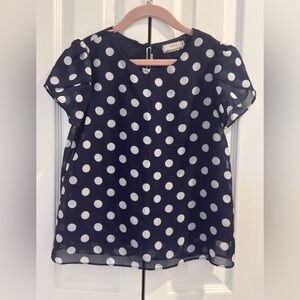 Soprano Black Sheer Blouse with White Polka Dots